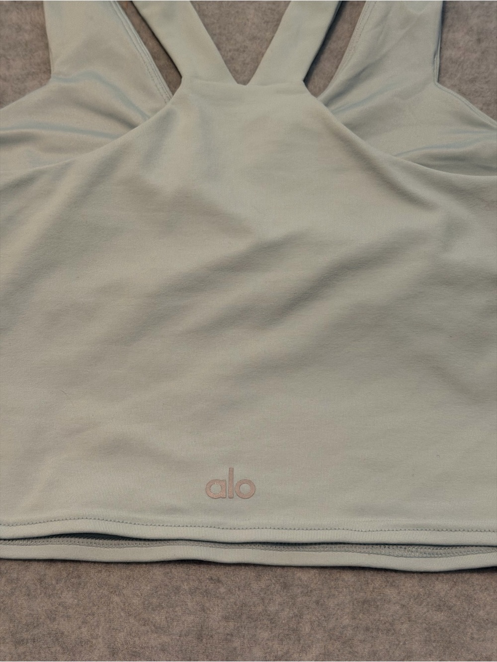 ALO Airbrush Real Bra Crop Tank Light Blue With Pads Buttery Soft 87370 - Picture 7 of 9